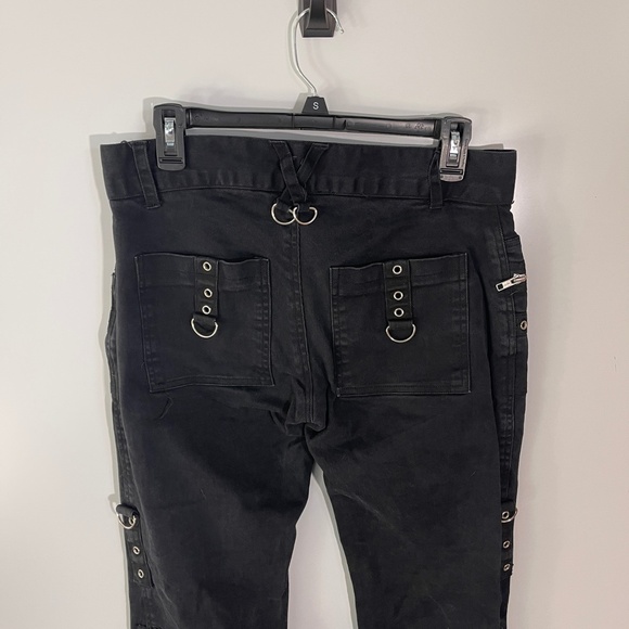 Darkrock Women’s Black‎ Gothic Punk Emo Pants Straps Baggy Pants Size 32 - Picture 7 of 8